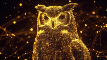 Wall Mural - Golden Owl in Digital Form