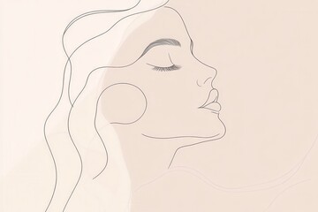 Poster - A smooth and elegant silhouette captures the profile of a woman, highlighting her features with minimalist lines against a subtle backdrop. Generative AI