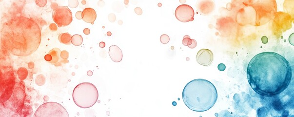 Wall Mural - Watercolor bubble pattern around a white central area on a clean background.