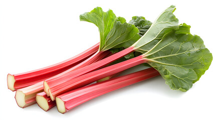 Wall Mural - Fresh rhubarb isolated on white background