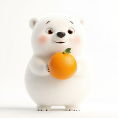 Sticker - Polar Bear Holding Orange.