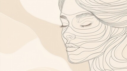 Poster - A striking silhouette of a woman's face is elegantly outlined, featuring smooth lines and a serene expression against a soft backdrop. Generative AI