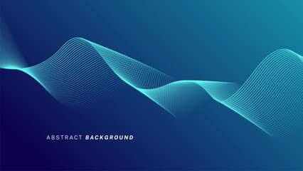 Wall Mural - Abstract glowing wave lines on dark blue background. Dynamic wave pattern. Modern flowing wavy lines. Futuristic technology concept. Suit for banner, poster, cover, brochure, flyer, website