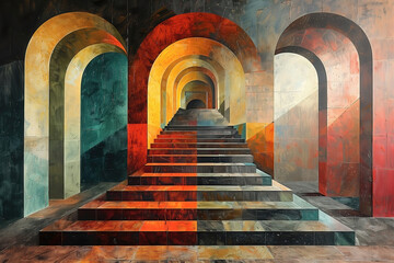 Wall Mural - Abstract architectural background 3D modern art concepts, simple shapes and forms.