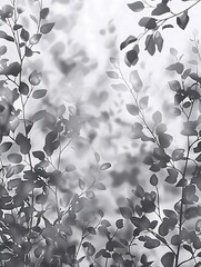 Wall Mural - there is a black and white photo of a tree with leaves