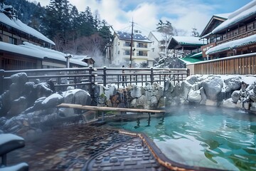 Wall Mural - there is a hot tub with a bench in the middle of it