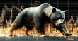 © Tin - A powerful bear symbolizes market decline amid financial charts, representing bearish trends and investment caution.