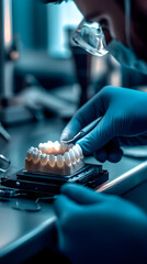 Dental Technician Working on Prosthetic Teeth