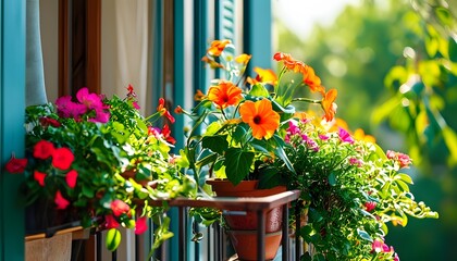 Canvas Print - flowers in a window