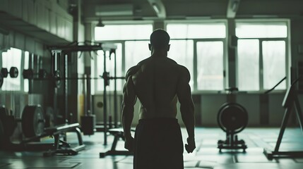 Wall Mural - Bodybuilder Focusing on Form and Technique in a Minimalist Gym Setting