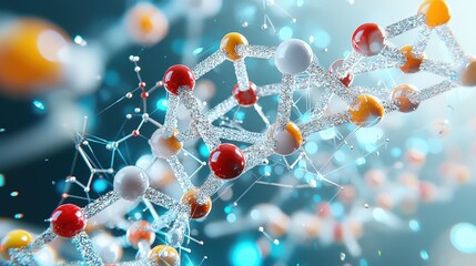 Wall Mural - Visual representation of an insulin molecule structure in 3D highlighting its complexity