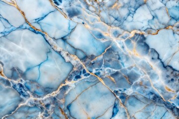 Wall Mural - Abstract close-up of blue and white marble texture with gold veins