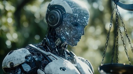 Leinwandbilder - AI rules and law concept enforce to control AI artificial intelligence social responsibility and ensure fairness and transparency in usage of NLP generative AI to comply with internati : Generative AI