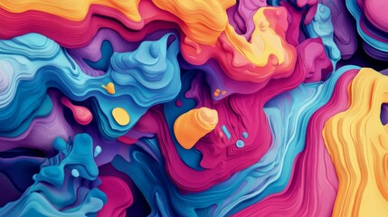 Poster - Detailed view of a digital graphic with overlapping shapes and vibrant colors, creating a sense of depth and movement for creative design projects.