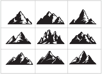 Vintage monochrome mountains set 