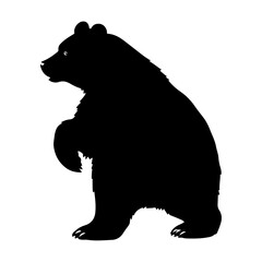 Poster - A bear standing stylish pose only black color silhouette