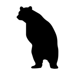 Poster - A bear standing stylish pose only black color silhouette