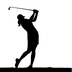 Canvas Print - A Woman Golf Player vector silhouette isolated white background