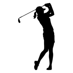 Poster - A Woman Golf Player vector silhouette isolated white background