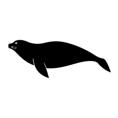 Poster - seal vector silhouette isolated white background