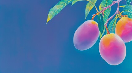 Vibrant Mangoes Resting Beautifully on a Colorful Background That Truly Captivates the Senses