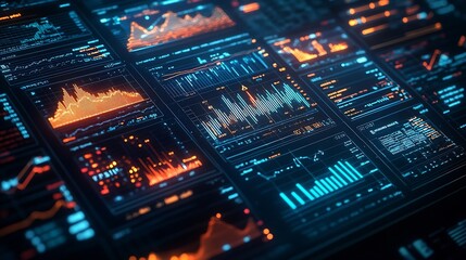 Leinwandbilder - Data analytics automated with AI technology Big data business analytics and artificial intelligence automation Dashboard report with sales and operations charts and KPI insights on tou : Generative AI