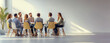 © Edgar Martirosyan - blurred business background, group of people  on chairs are having a meeting,