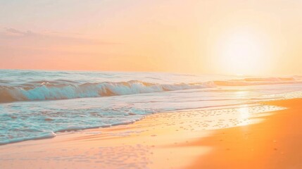 Canvas Print - Golden Hour at the Beach A Stunning Sunset with Pastel Sky. Concept Sunset Photography, Golden Hour, Beach Photoshoot, Pastel Sky, Outdoor Portraits 