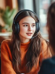 Modern Female Musician in Headphones