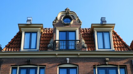 Dutch House with Dormer: Architectural Home Building Under Blue Sky