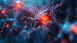 © Ton Photographer4289 - Artistic neural connection network with orange light, interconnected nodes and data streams, focusing on intricate details.