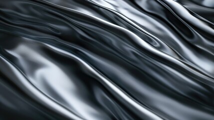 Poster - A silver fabric with a shiny surface. The fabric is long and has a smooth texture. Concept of luxury and elegance