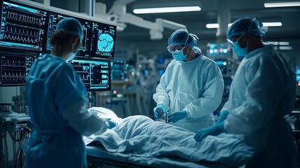 Fototapete - Healthcare technology Medical revolution and the advance of technology Medical Research Ai IntelligenceTransformation of innovation and technology for future Health : Generative AI