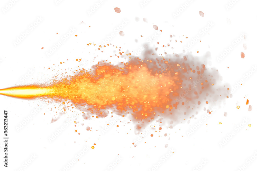 Overlay of a muzzle flash isolated on a white or transparent background ...