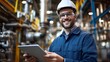 © The Little Hut - Smiling male engineer with digital tablet working on networking project : Generative AI