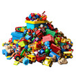 © Lila Patel - Pile of discarded toys, for depicting childhood memories or the passage of time, isolated on transparent background PNG