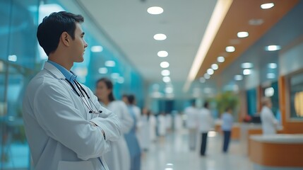 Poster - Hospital group and doctors in meeting healthcare and conversation for surgery schedule teamwork and research Review medical and professional with communication feedback and wellness in : Generative AI