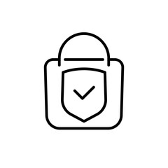 Poster - safe shopping icon on white, line vector