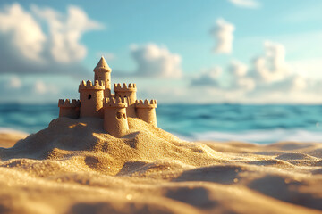 Wall Mural - Grand sandcastle on the beach during a summer day