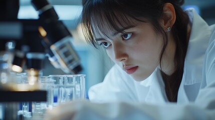 Leinwandbilder - Ai engineering female stem engineer using artificial intelligence to design micro electronics in the lab : Generative AI