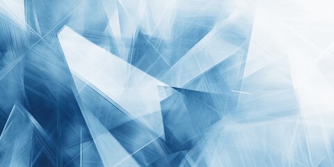 Wall Mural - Modern abstract blue background design featuring layers of textured white transparent materials in random geometric shapes.