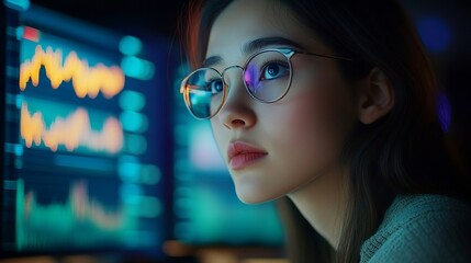 Leinwandbilder - Analysts use computers to analyze statistical data to improve targeted digital online marketing strategies for a business advantage Data Science Software Developer : Generative AI