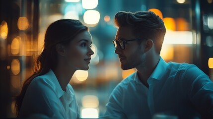 Wall Mural - young business partners having meeting in office : generative ai