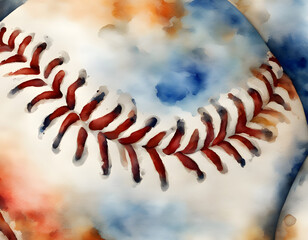 watercolor Used baseball background close up view.