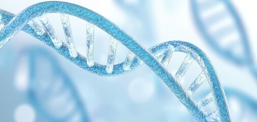 Wall Mural - A blue DNA strand with a white background