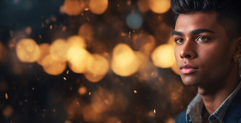 Portrait of a happy young Indian man in a city nightlife setting. Ideal for influencer marketing targeting South Asian audiences.