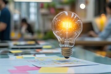 Poster - Glowing Light Bulb Idea Concept.