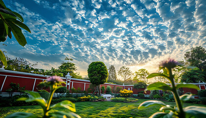 Sunlit serenity, a lush garden escape - Nature’s Harmony, sunset in bloom