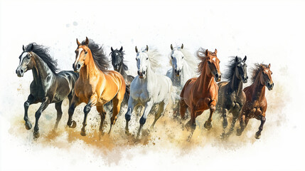 Graphic with 8 horses running