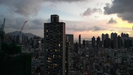 Wall Mural - Kowloon at dusk, Shek Kip Mei, Hong Kong Aug 30 2021